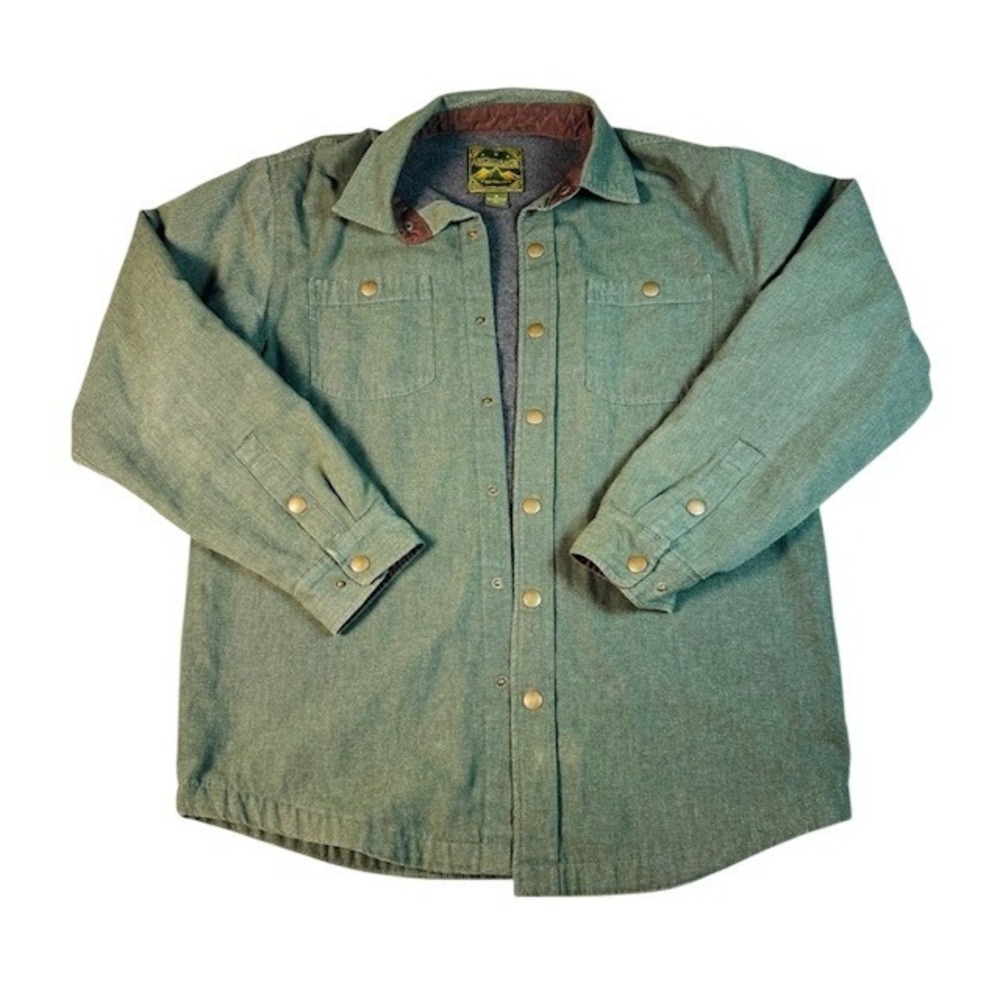 Anchorage Expedition Brand Shacket Mens M Green‎ Fleece Lined Snap Front Rugged